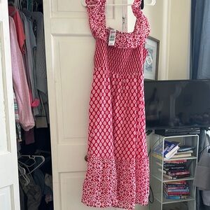Women’s Large Vineyard Vines NWT Red and White Patterned Maxi Dress